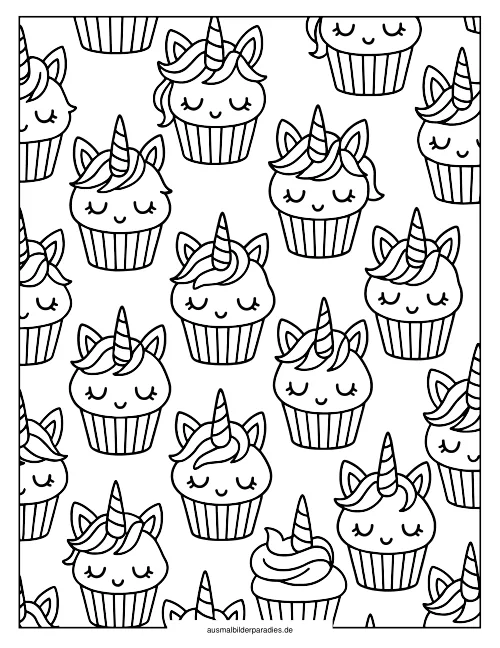 Einhorn Torte Ausmalbild 19 als Gratis-PDF Einhorn Torte Ausmalbild 19 - kostenlos zum Ausdrucken