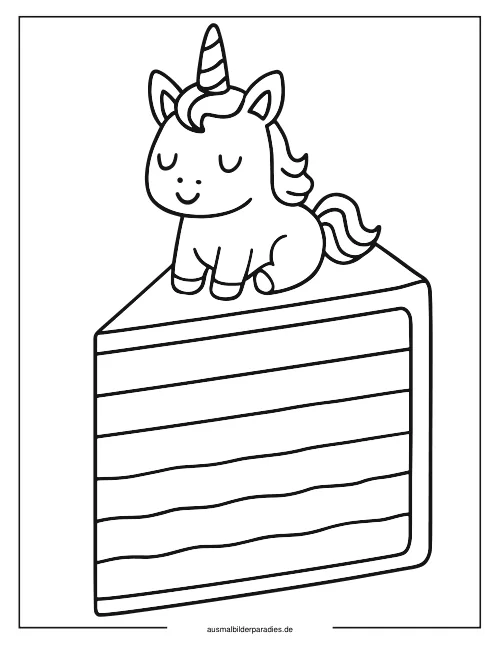 Einhorn Torte Ausmalbild 20 als Gratis-PDF Einhorn Torte Ausmalbild 20 - kostenlos zum Ausdrucken