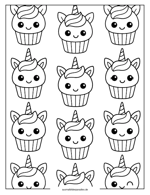 Einhorn Torte Ausmalbild 21 als Gratis-PDF Einhorn Torte Ausmalbild 21 - kostenlos zum Ausdrucken