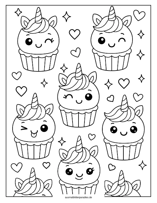 Einhorn Torte Ausmalbild 29 als Gratis-PDF Einhorn Torte Ausmalbild 29 - kostenlos zum Ausdrucken