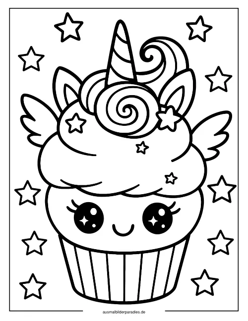 Einhorn Torte Ausmalbild 9 als Gratis-PDF Einhorn Torte Ausmalbild 9 - kostenlos zum Ausdrucken