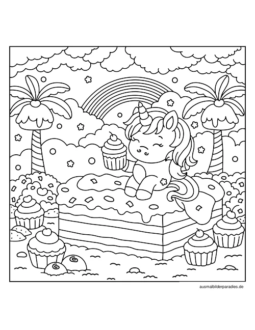 Einhorn Ausmalbild 10 - kostenlos zum Ausdrucken