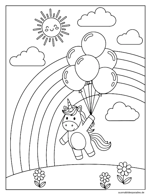 Einhorn Ausmalbild 11 - kostenlos zum Ausdrucken