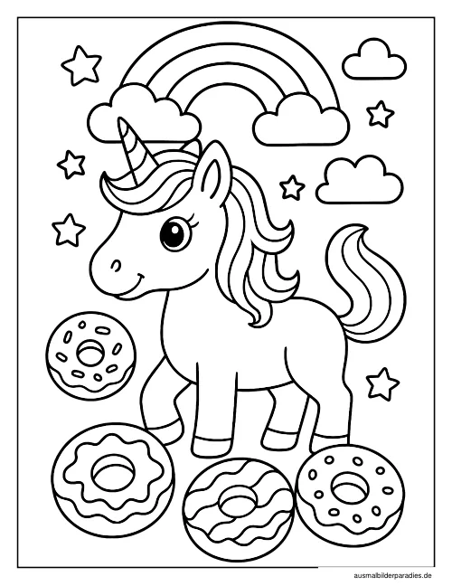 Einhorn Ausmalbild 13 - kostenlos zum Ausdrucken