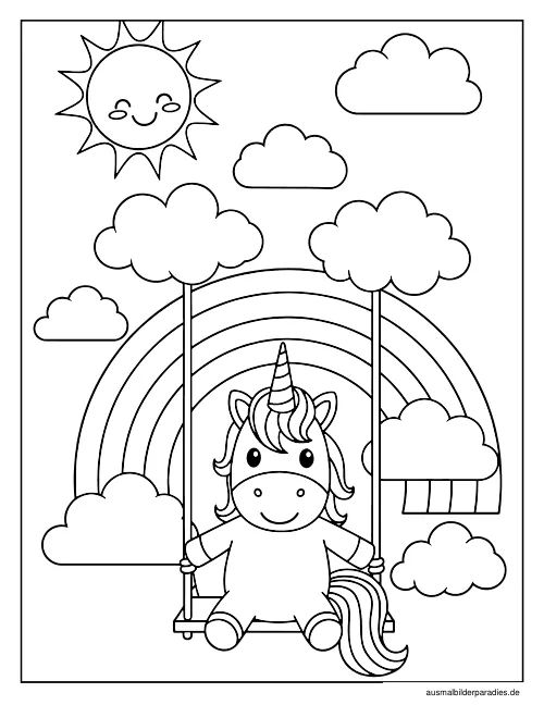 Einhorn Ausmalbild 18 - kostenlos zum Ausdrucken