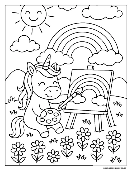 Einhorn Ausmalbild 20 - kostenlos zum Ausdrucken