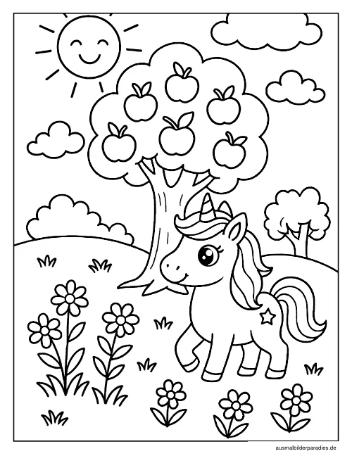 Einhorn Ausmalbild 23 - kostenlos zum Ausdrucken