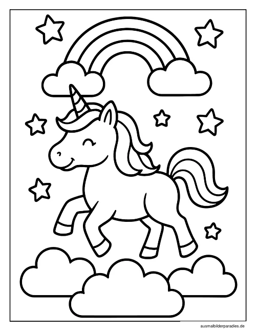 Einhorn Ausmalbild 25 - kostenlos zum Ausdrucken