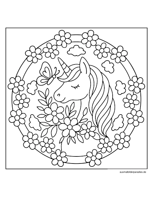 Einhorn Ausmalbild 3 - kostenlos zum Ausdrucken