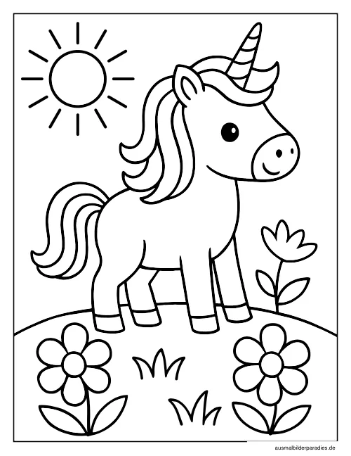 Einhorn Ausmalbild 30 - kostenlos zum Ausdrucken