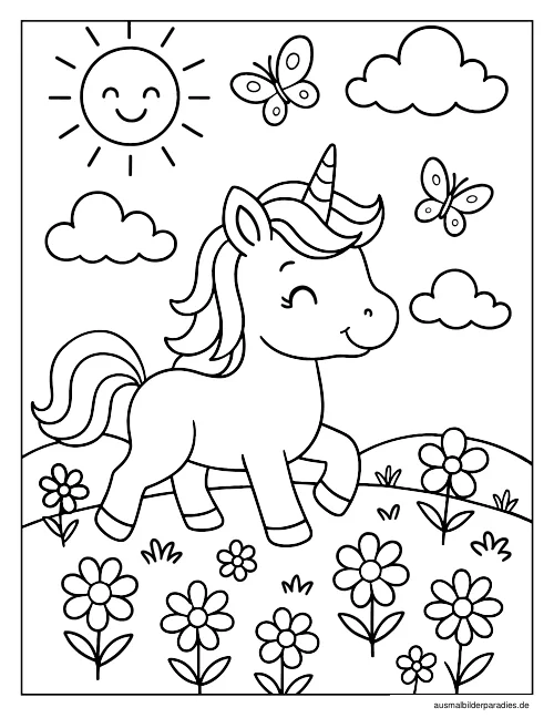 Einhorn Ausmalbild 34 - kostenlos zum Ausdrucken