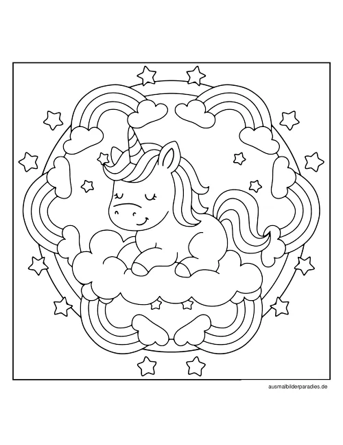 Einhorn Ausmalbild 4 - kostenlos zum Ausdrucken