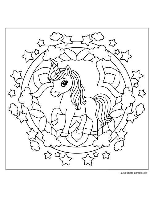 Einhorn Ausmalbild 9 - kostenlos zum Ausdrucken