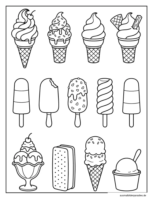 Eis Ausmalbild 11 als Gratis-PDF Eis Ausmalbild 11 - kostenlos zum Ausdrucken