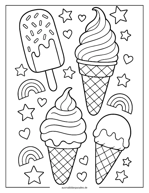 Eis Ausmalbild 13 als Gratis-PDF Eis Ausmalbild 13 - kostenlos zum Ausdrucken