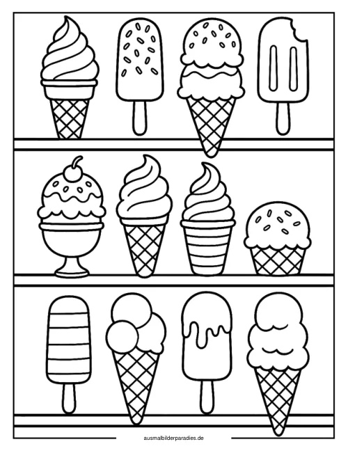 Eis Ausmalbild 24 als Gratis-PDF Eis Ausmalbild 24 - kostenlos zum Ausdrucken