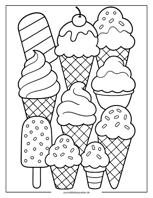 Eis Ausmalbild 36 als Gratis-PDF Eis Ausmalbild 36 - kostenlos zum Ausdrucken