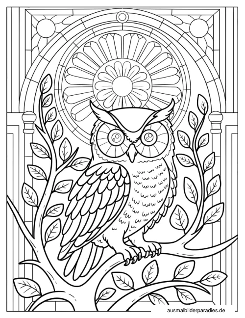 Eule Ausmalbild 21 als Gratis-PDF Eule Ausmalbild 21 - kostenlos zum Ausdrucken