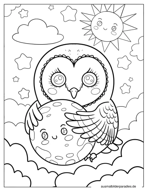 Eule Ausmalbild 27 als Gratis-PDF Eule Ausmalbild 27 - kostenlos zum Ausdrucken