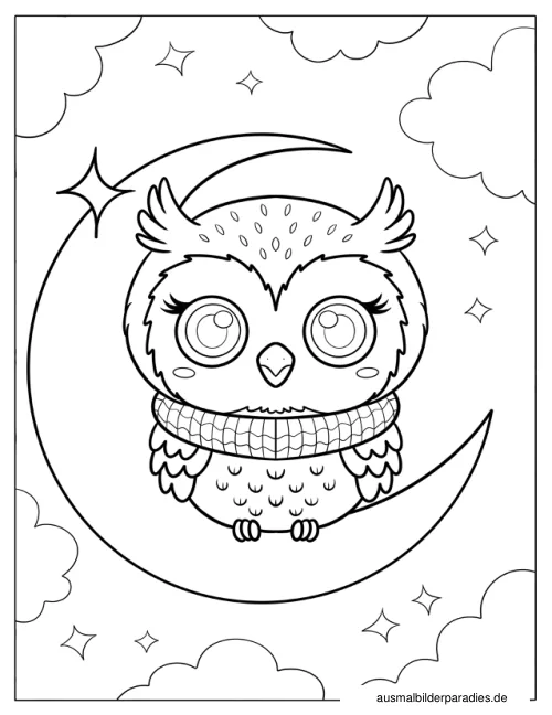 Eule Ausmalbild 3 als Gratis-PDF Eule Ausmalbild 3 - kostenlos zum Ausdrucken