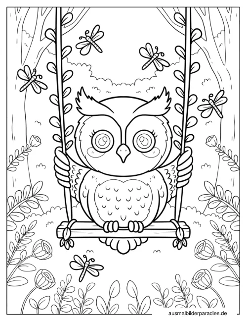 Eule Ausmalbild 4 als Gratis-PDF Eule Ausmalbild 4 - kostenlos zum Ausdrucken