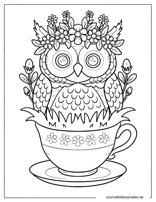 Eule Ausmalbild 9 als Gratis-PDF Eule Ausmalbild 9 - kostenlos zum Ausdrucken