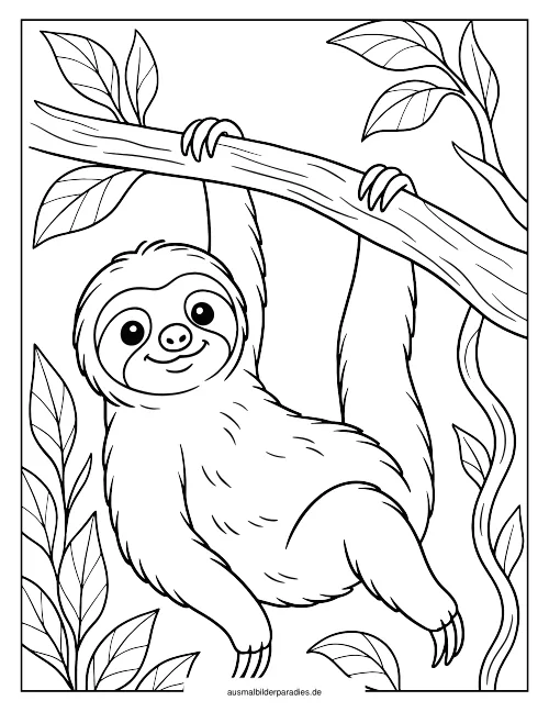 Faultier Ausmalbild 11 als Gratis-PDF Faultier Ausmalbild 11 - kostenlos zum Ausdrucken