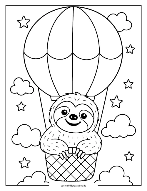 Faultier Ausmalbild 19 als Gratis-PDF Faultier Ausmalbild 19 - kostenlos zum Ausdrucken