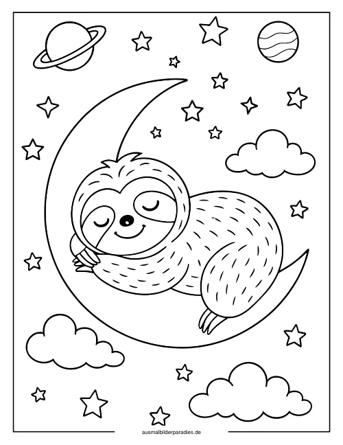 Faultier Ausmalbild 23 als Gratis-PDF Faultier Ausmalbild 23 - kostenlos zum Ausdrucken
