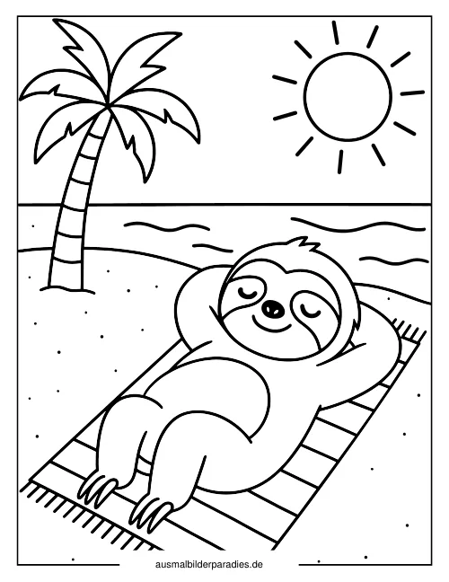 Faultier Ausmalbild 24 als Gratis-PDF Faultier Ausmalbild 24 - kostenlos zum Ausdrucken