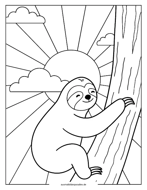 Faultier Ausmalbild 25 als Gratis-PDF Faultier Ausmalbild 25 - kostenlos zum Ausdrucken