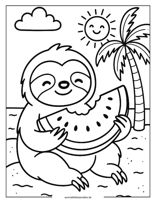 Faultier Ausmalbild 27 als Gratis-PDF Faultier Ausmalbild 27 - kostenlos zum Ausdrucken