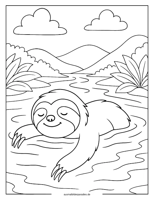 Faultier Ausmalbild 30 als Gratis-PDF Faultier Ausmalbild 30 - kostenlos zum Ausdrucken