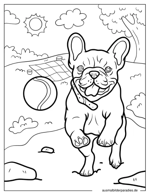 Französische Bulldogge Ausmalbild 10 - kostenlos zum Ausdrucken