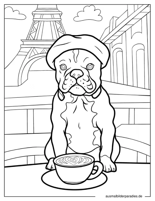 Französische Bulldogge Ausmalbild 17 - kostenlos zum Ausdrucken