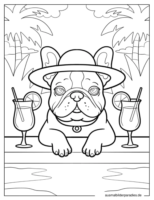 Französische Bulldogge Ausmalbild 18 - kostenlos zum Ausdrucken