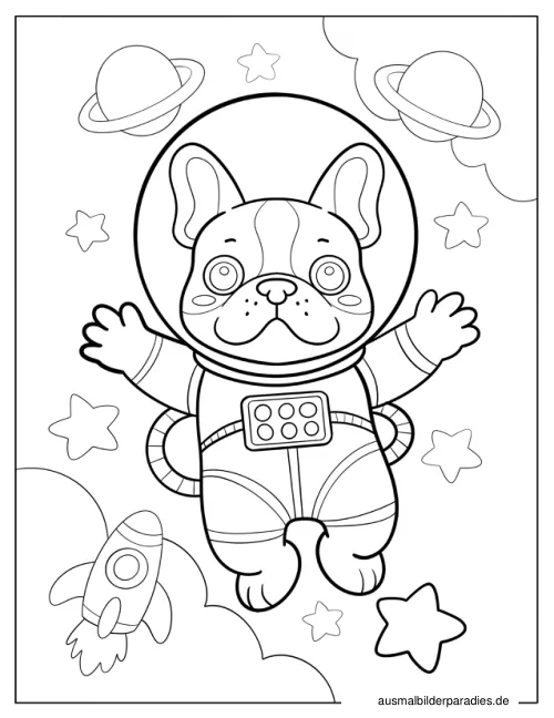 Französische Bulldogge Ausmalbild 2 - kostenlos zum Ausdrucken