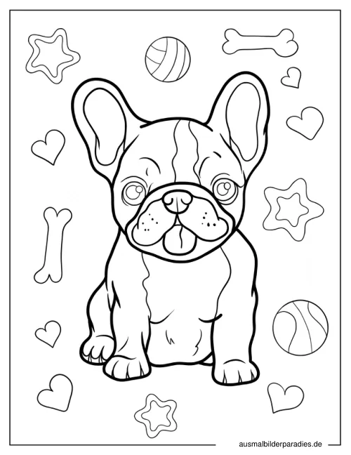 Französische Bulldogge Ausmalbild 21 - kostenlos zum Ausdrucken