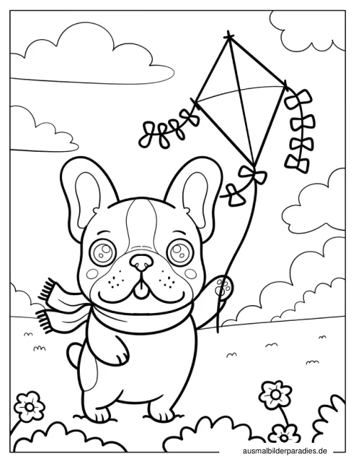 Französische Bulldogge Ausmalbild 23 - kostenlos zum Ausdrucken