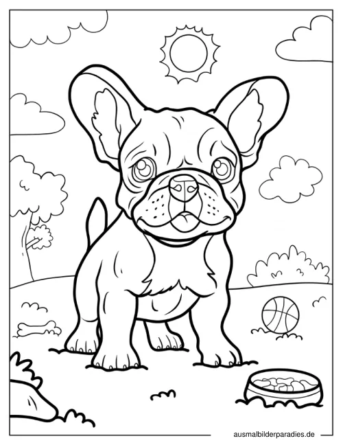 Französische Bulldogge Ausmalbild 25 - kostenlos zum Ausdrucken