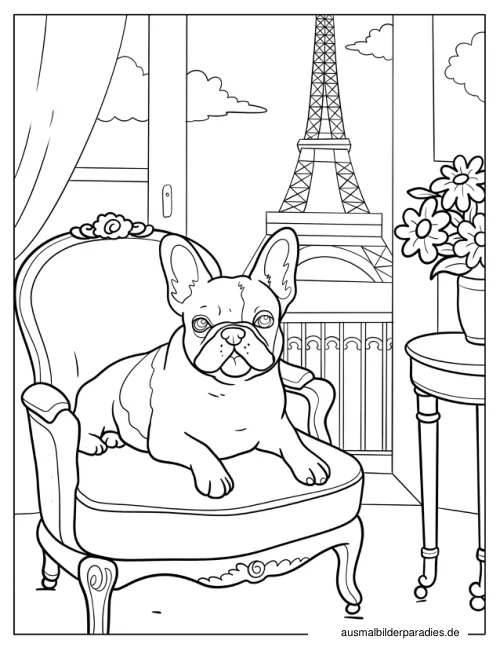 Französische Bulldogge Ausmalbild 27 - kostenlos zum Ausdrucken