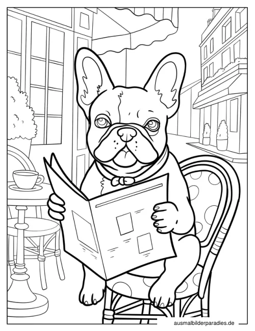 Französische Bulldogge Ausmalbild 29 - kostenlos zum Ausdrucken