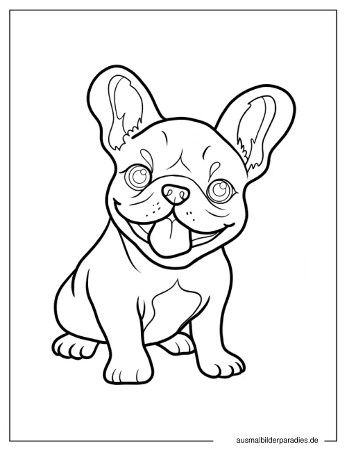 Französische Bulldogge Ausmalbild 3 - kostenlos zum Ausdrucken
