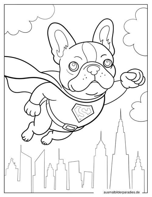 Französische Bulldogge Ausmalbild 30 - kostenlos zum Ausdrucken