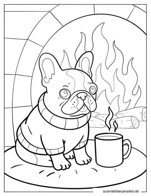 Französische Bulldogge Ausmalbild 5 - kostenlos zum Ausdrucken