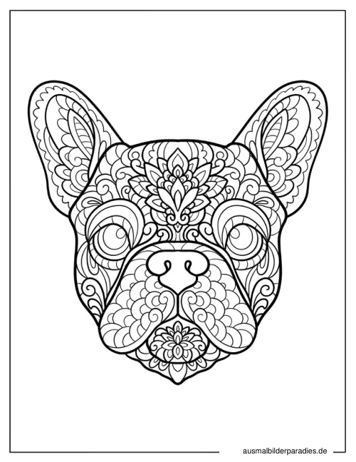 Französische Bulldogge Ausmalbild 7 - kostenlos zum Ausdrucken