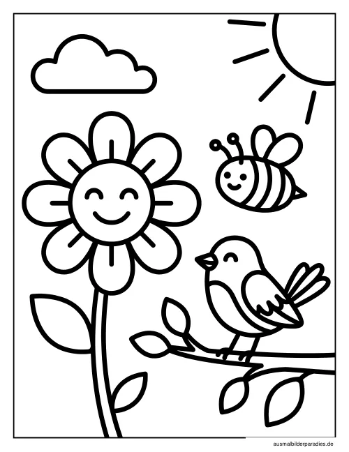 Frühling Ausmalbild 11 als Gratis-PDF Frühling Ausmalbild 11 - kostenlos zum Ausdrucken