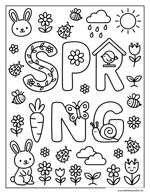 Frühling Ausmalbild 13 als Gratis-PDF Frühling Ausmalbild 13 - kostenlos zum Ausdrucken