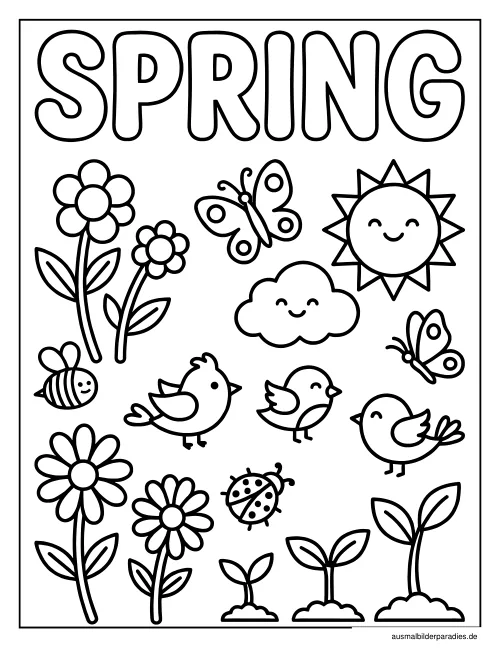 Frühling Ausmalbild 14 als Gratis-PDF Frühling Ausmalbild 14 - kostenlos zum Ausdrucken