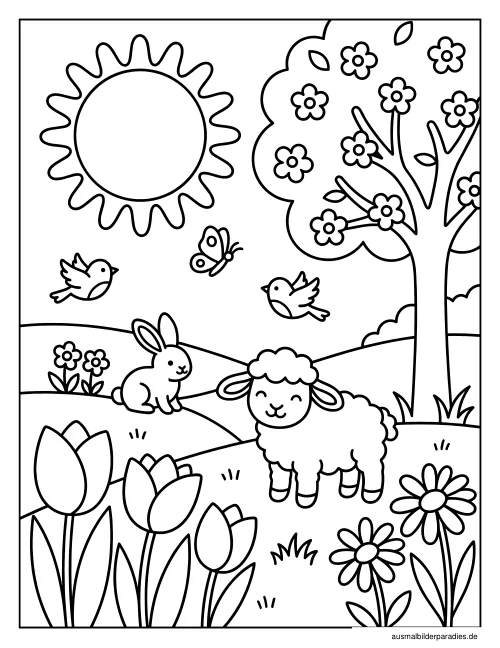 Frühling Ausmalbild 15 als Gratis-PDF Frühling Ausmalbild 15 - kostenlos zum Ausdrucken